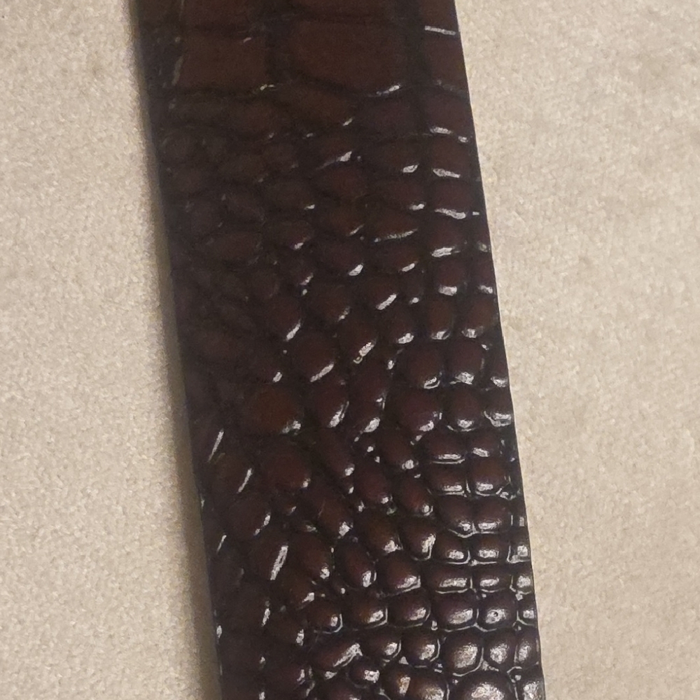 Paul Fredrick Embossed Italian Calfskin Two-Tone Leather Belt Size 36 - Picture 6 of 13